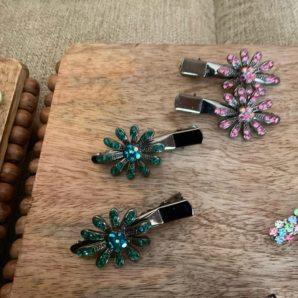Vintage Hair Accessories, Rhinestones, Barrettes, banana clips, multicolor